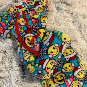 Soft fluffy PJ bottom pink polka-dots 6/7 run big